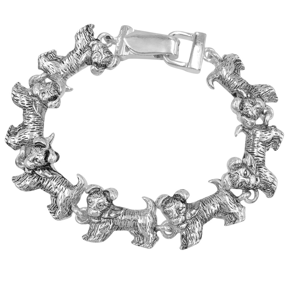 Terrier Dog Silver Tone Magnetic Clasp Bracelet